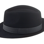 Trilby Fedora Hat for Men | The COOPER | Custom Handmade Hats Agnoulita Hats 2 | Black, Men's Fedora, Rabbit fur felt, Teardrop