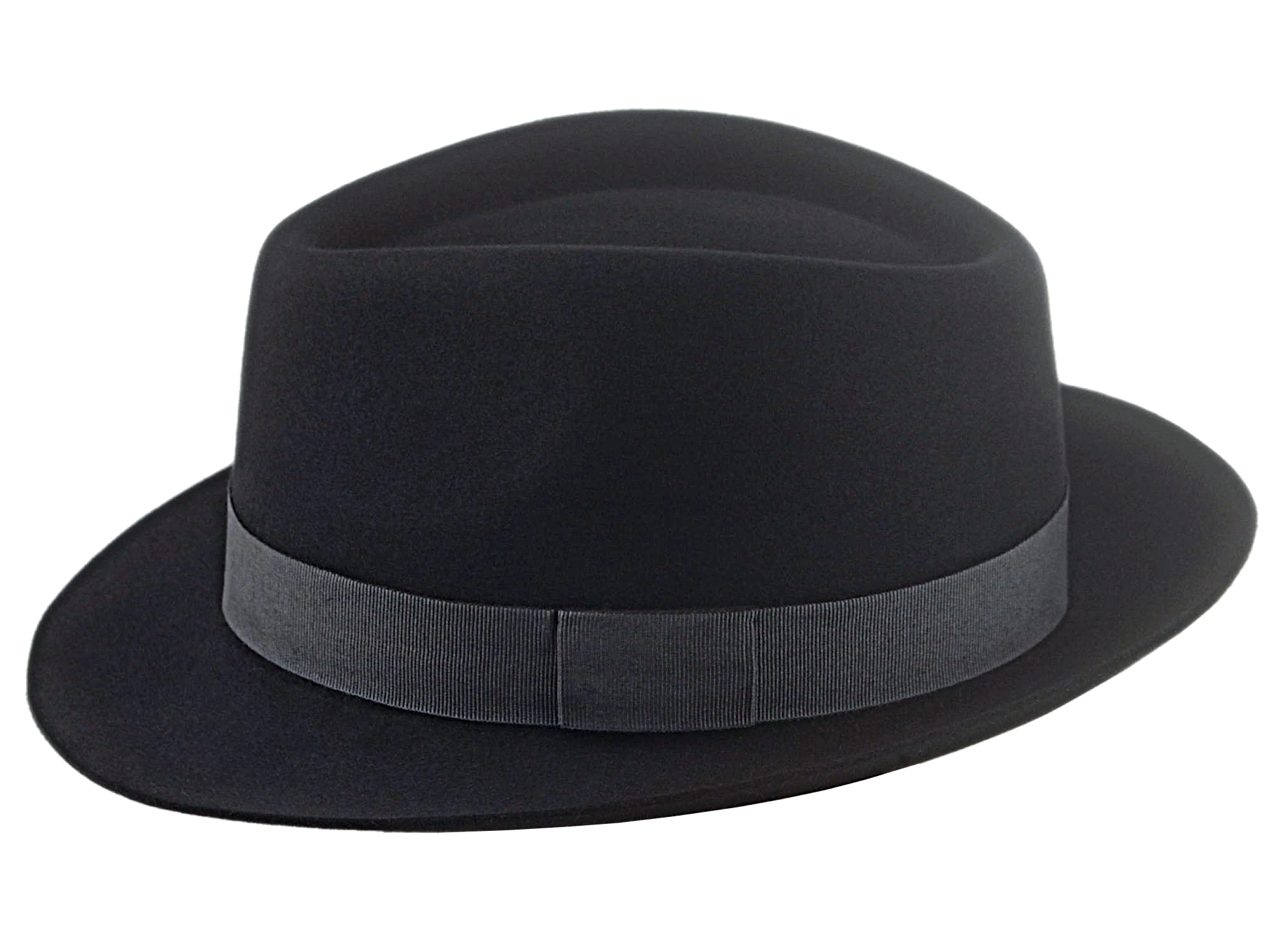 Trilby Fedora Hat for Men | The COOPER | Custom Handmade Hats Agnoulita Hats 2 | Black, Men's Fedora, Rabbit fur felt, Teardrop