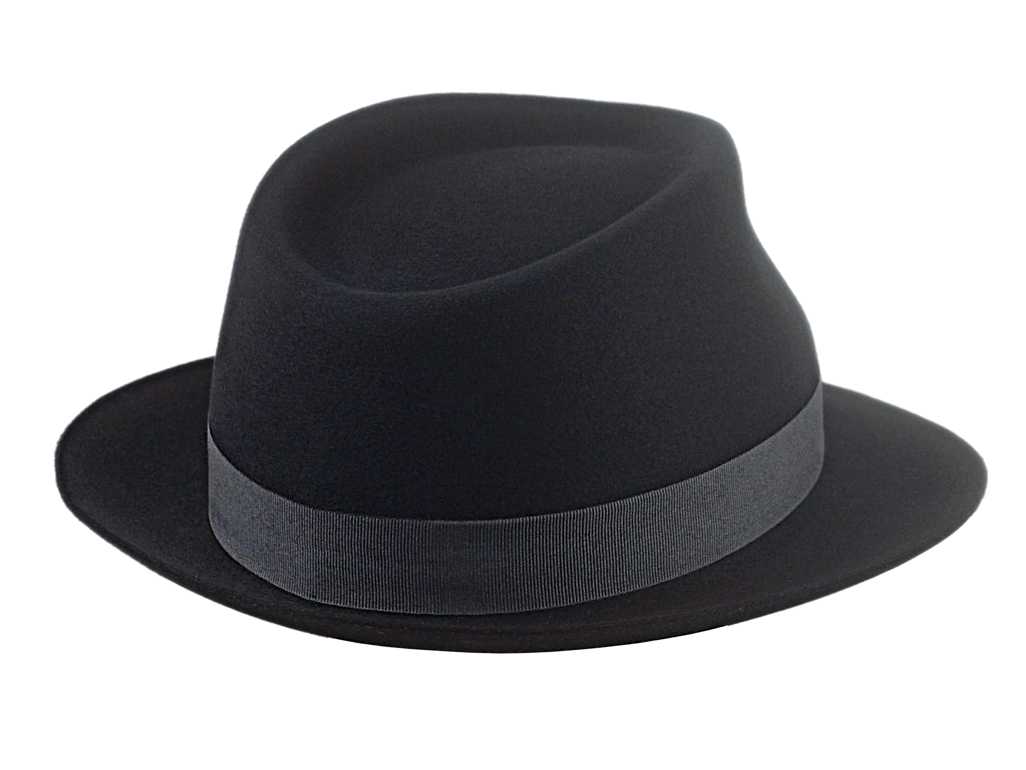 Trilby Fedora Hat for Men | The COOPER | Custom Handmade Hats Agnoulita Hats 4 | Black, Men's Fedora, Rabbit fur felt, Teardrop