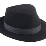 Trilby Fedora Hat for Men | The COOPER | Custom Handmade Hats Agnoulita Hats 6 | Black, Men's Fedora, Rabbit fur felt, Teardrop