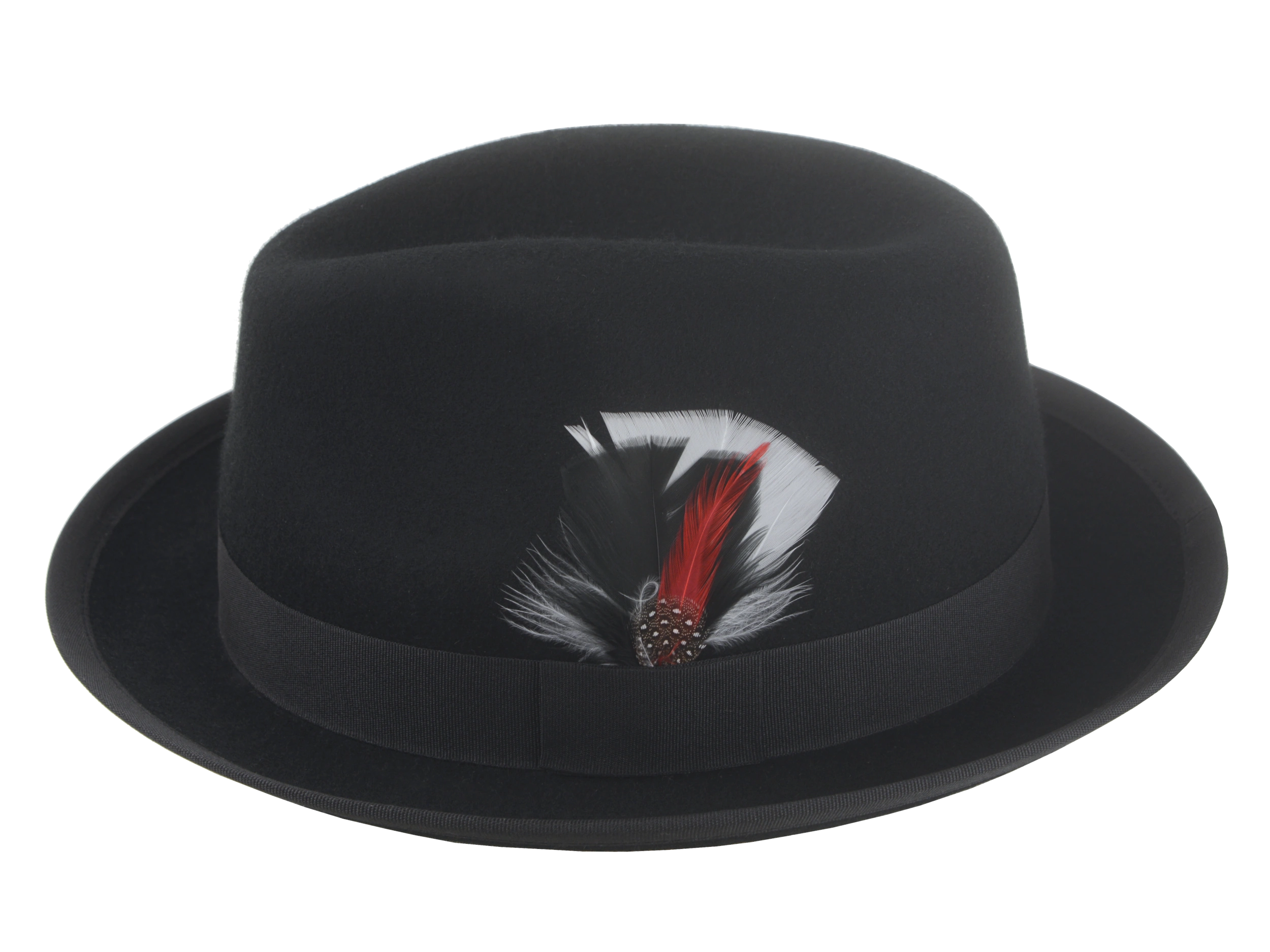The Crab - Premium Wool Felt Trilby Fedora For Men or Women with Feather in Black White and Red Color | Agnoulita Quality Custom Hats 2