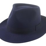 Classic Teardrop Fedora | The DIPLOMAT | Custom Handmade Hats Agnoulita Hats 1 | Center-dent, Rabbit fur felt, Sky Blue, Unisex Fedora