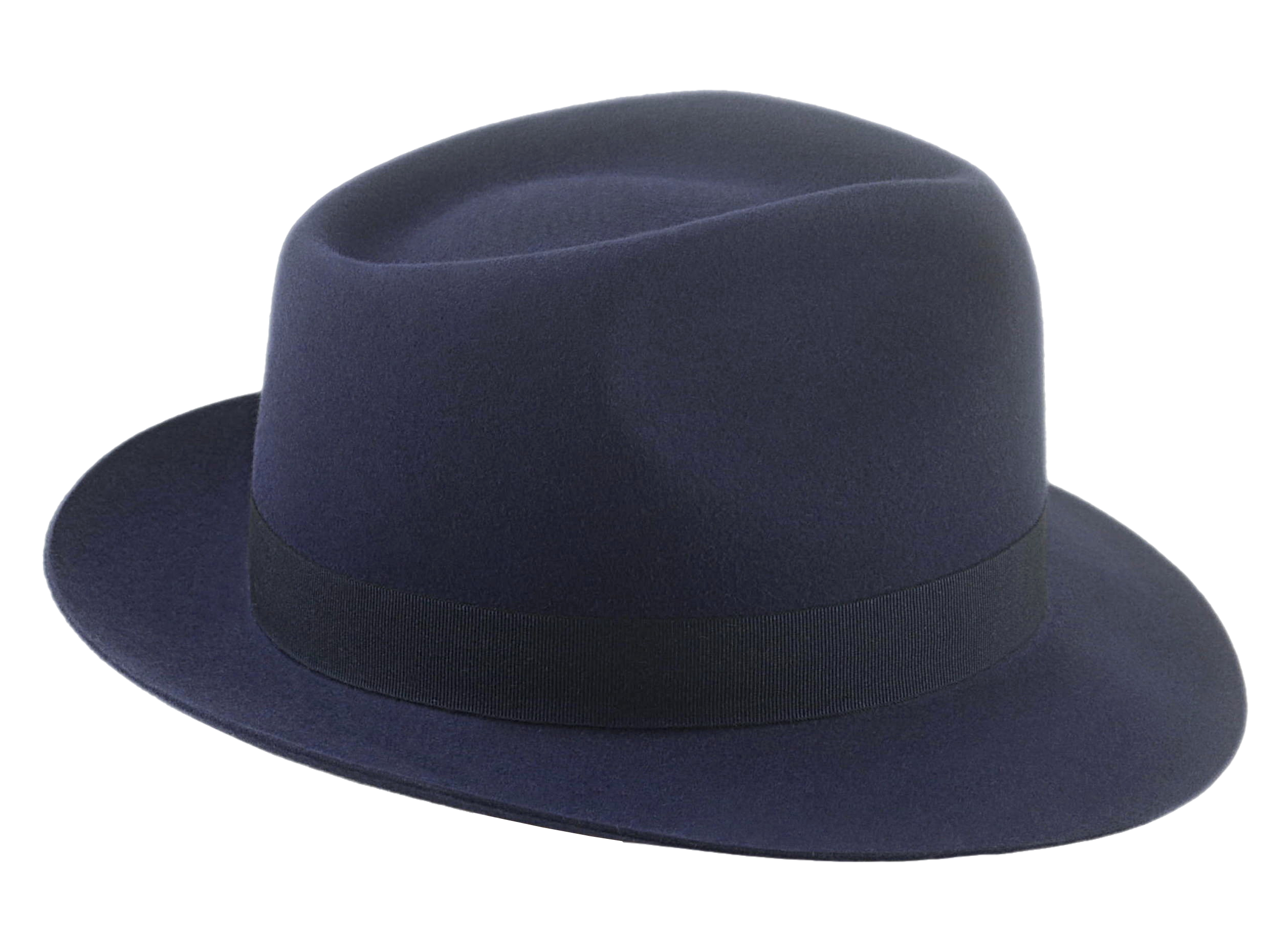 Classic Teardrop Fedora | The DIPLOMAT | Custom Handmade Hats Agnoulita Hats 5 | Center-dent, Rabbit fur felt, Sky Blue, Unisex Fedora