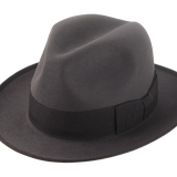 The Dogal: Men's fedora in Caribou Grey with a chocolate grosgrain ribbon hatband | Agnoulita Hats