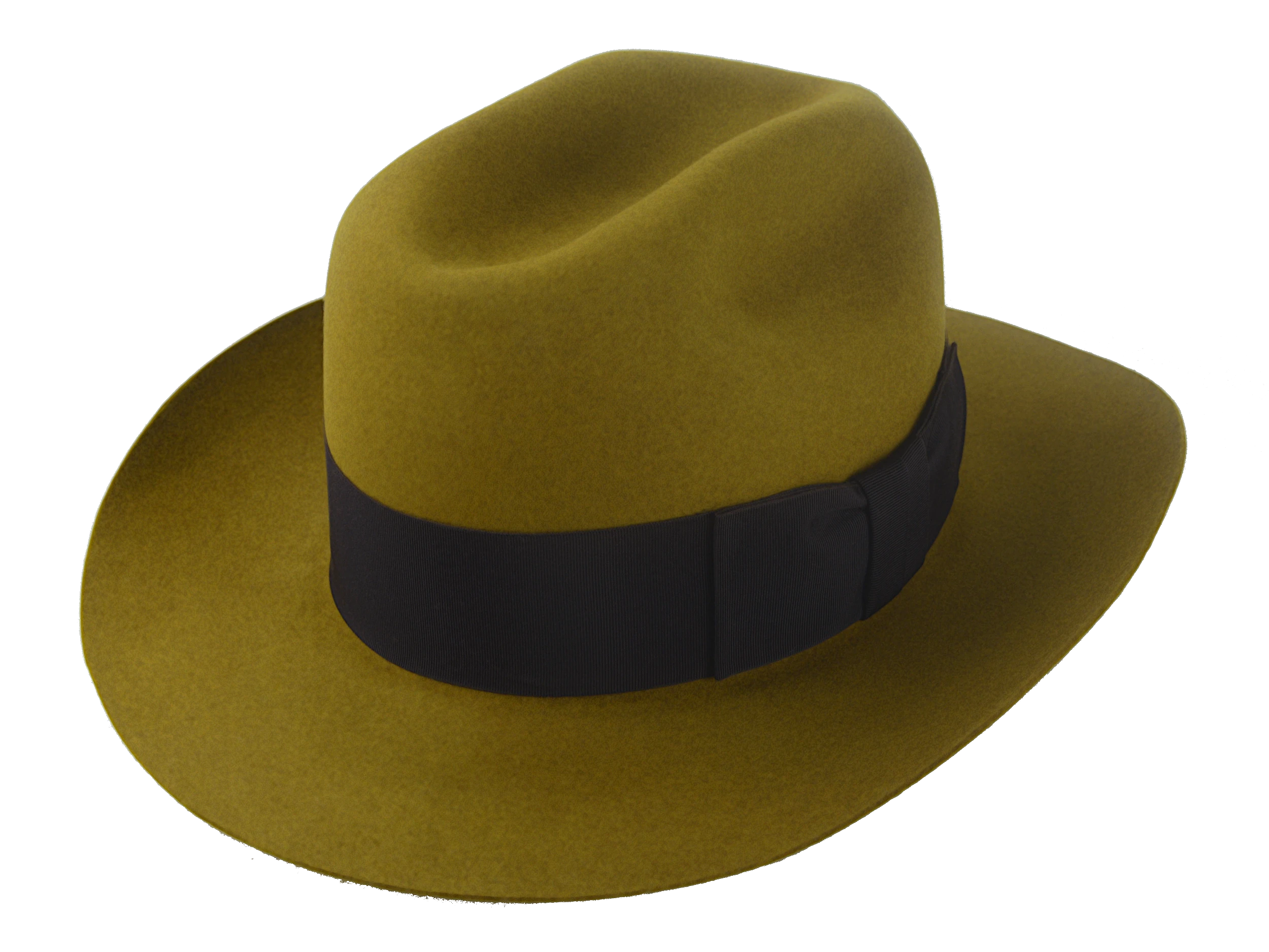 The Dover Fedora: angled view highlighting the mustard color and cattleman crown design | Agnoulita Hats