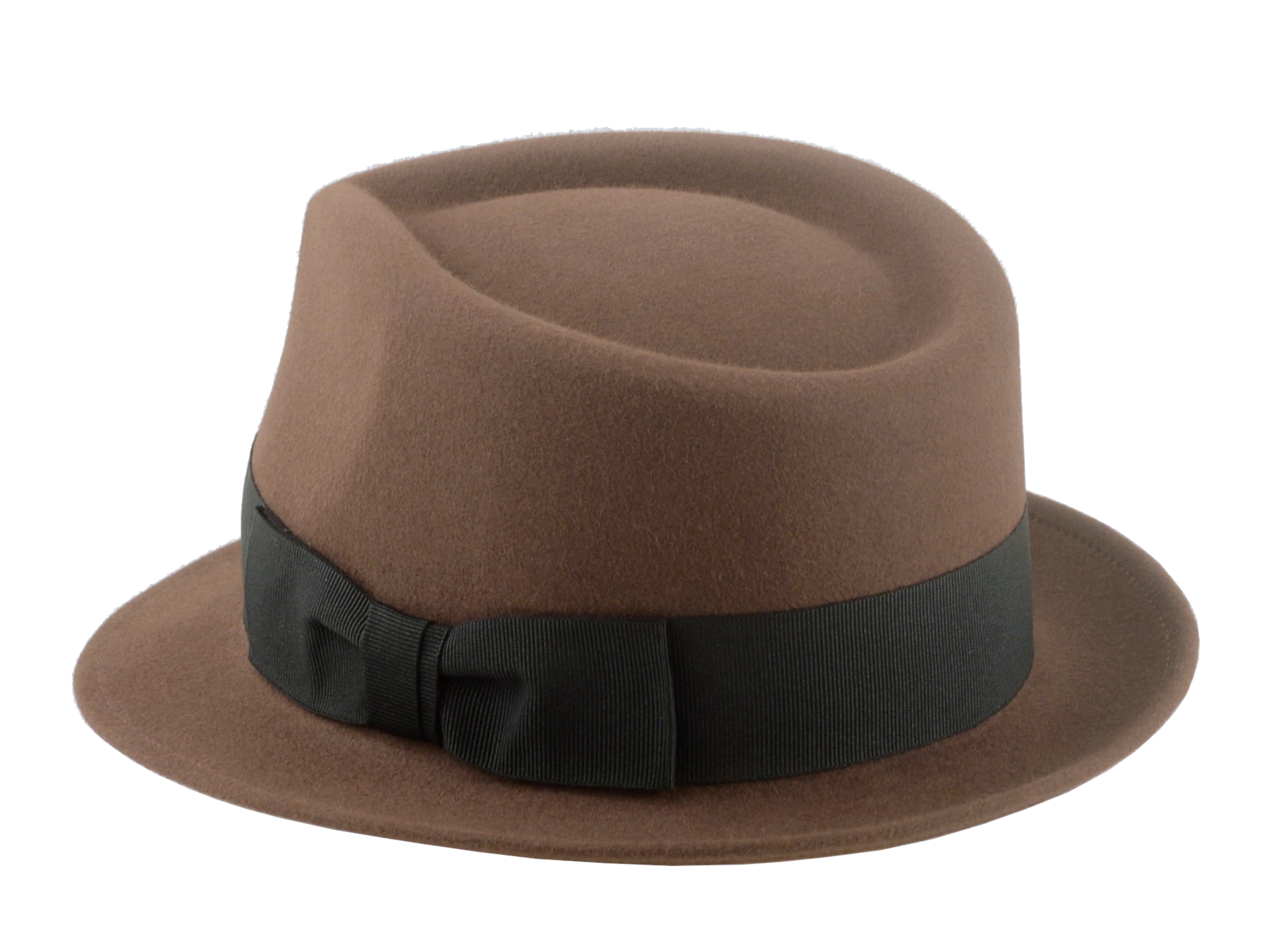 The Echo - Dark Taupe Premium Fur Felt Trilby Hat for Men with Teardrop Crown Design | Agnoulita Quality Custom Hats 3
