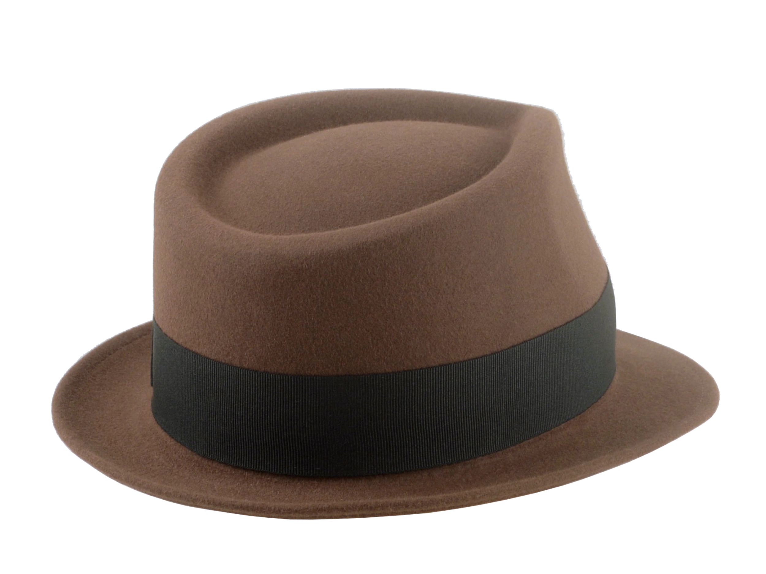 The Echo - Dark Taupe Premium Fur Felt Trilby Hat for Men with Teardrop Crown Design | Agnoulita Quality Custom Hats 4