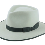 Pistachio green fedora hat with a distinct teardrop crown design