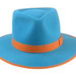 A shot displaying the full silhouette of the Equinox fedora, highlighting the 4 3/4" crown height and pinched bow detail