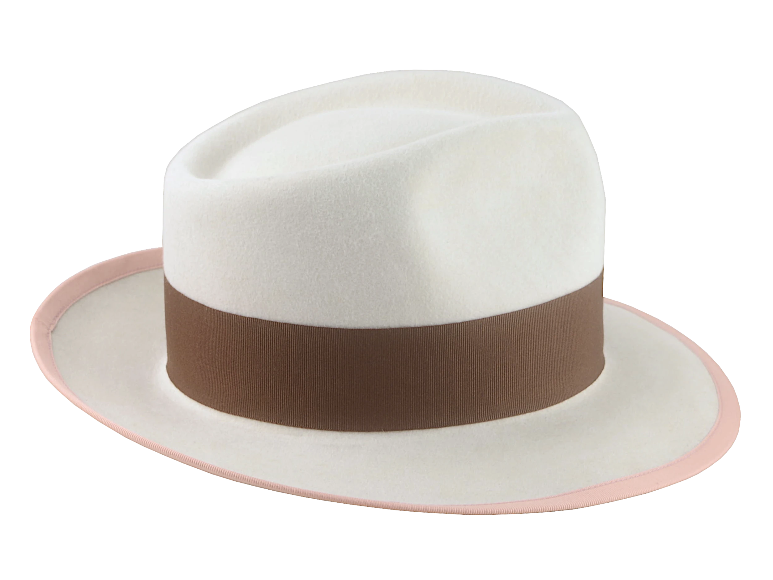 The Galante: Side profile emphasizing the ribbon-bound fedora snap brim | Agnoulita Hats