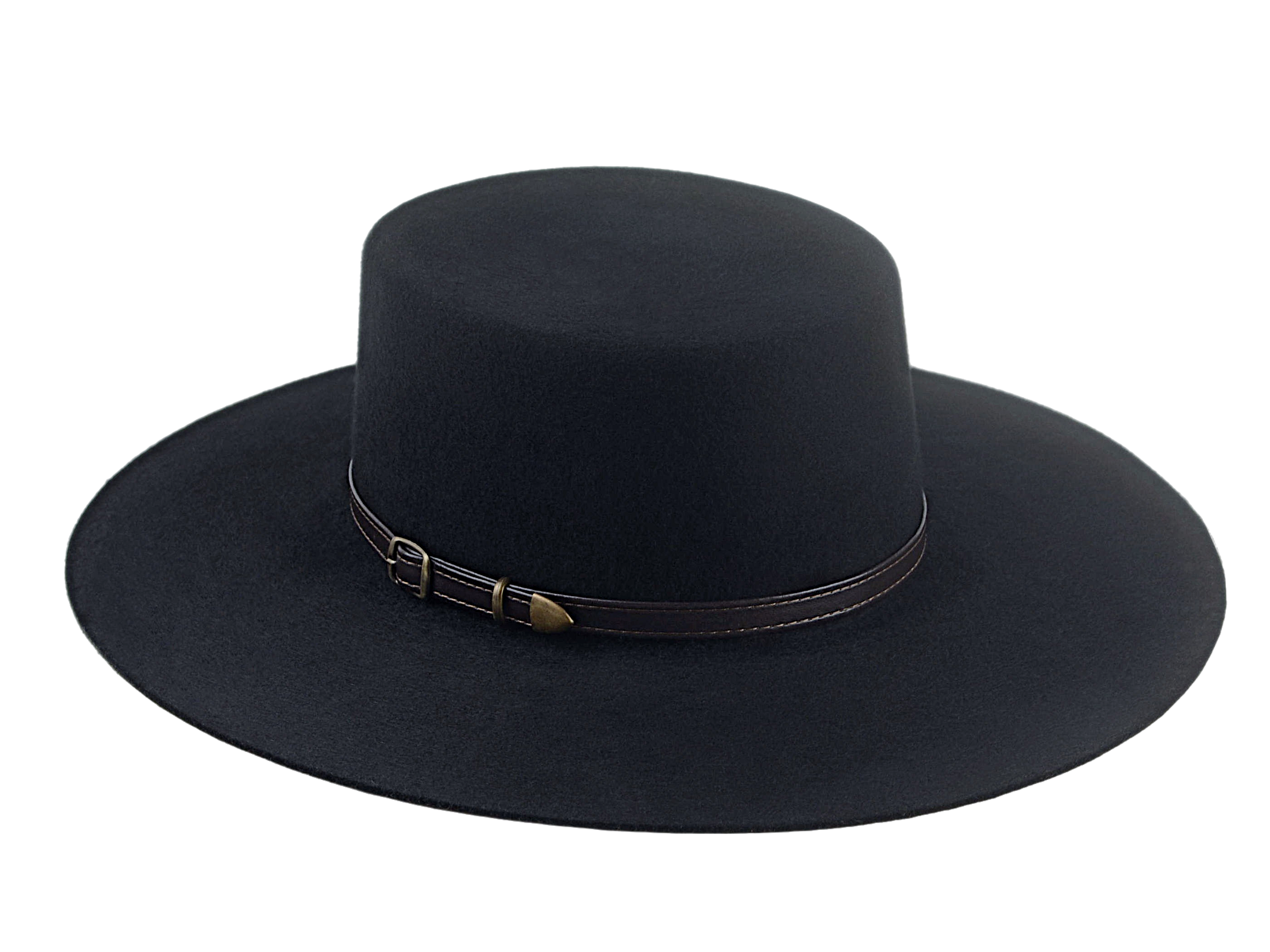 Flat Crown Cowboy Hat | The GALLOPER | Custom Handmade Hats Agnoulita Hats 3 | Black, Western Style