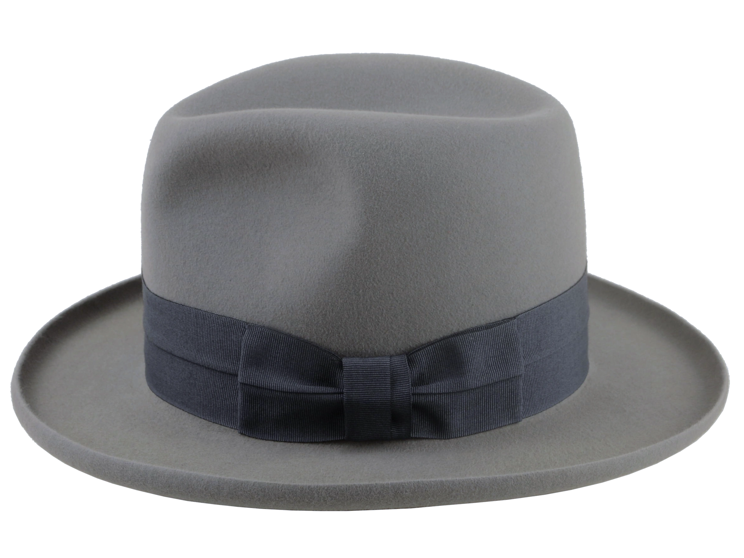 The Hiero -Pewter Grey Fur Felt Fedora with Pencil Brim and Traditional Bowtie Detailing | Agnoulita Quality Custom Hats 2