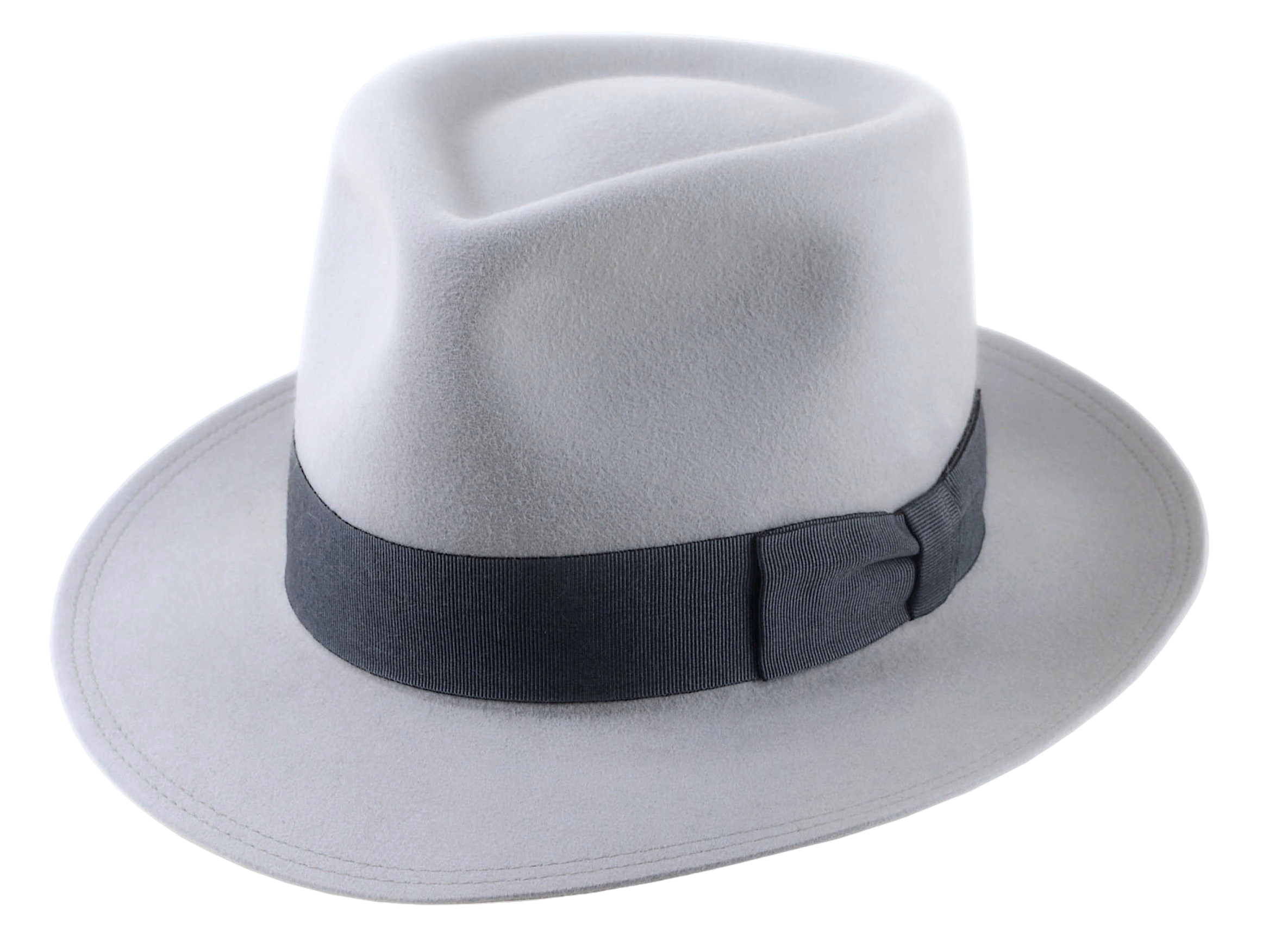 The HOWITZER | Agnoulita Custom Handmade Hats Agnoulita Hats 1 | Light Grey, Men's Fedora, Rabbit fur felt, Teardrop
