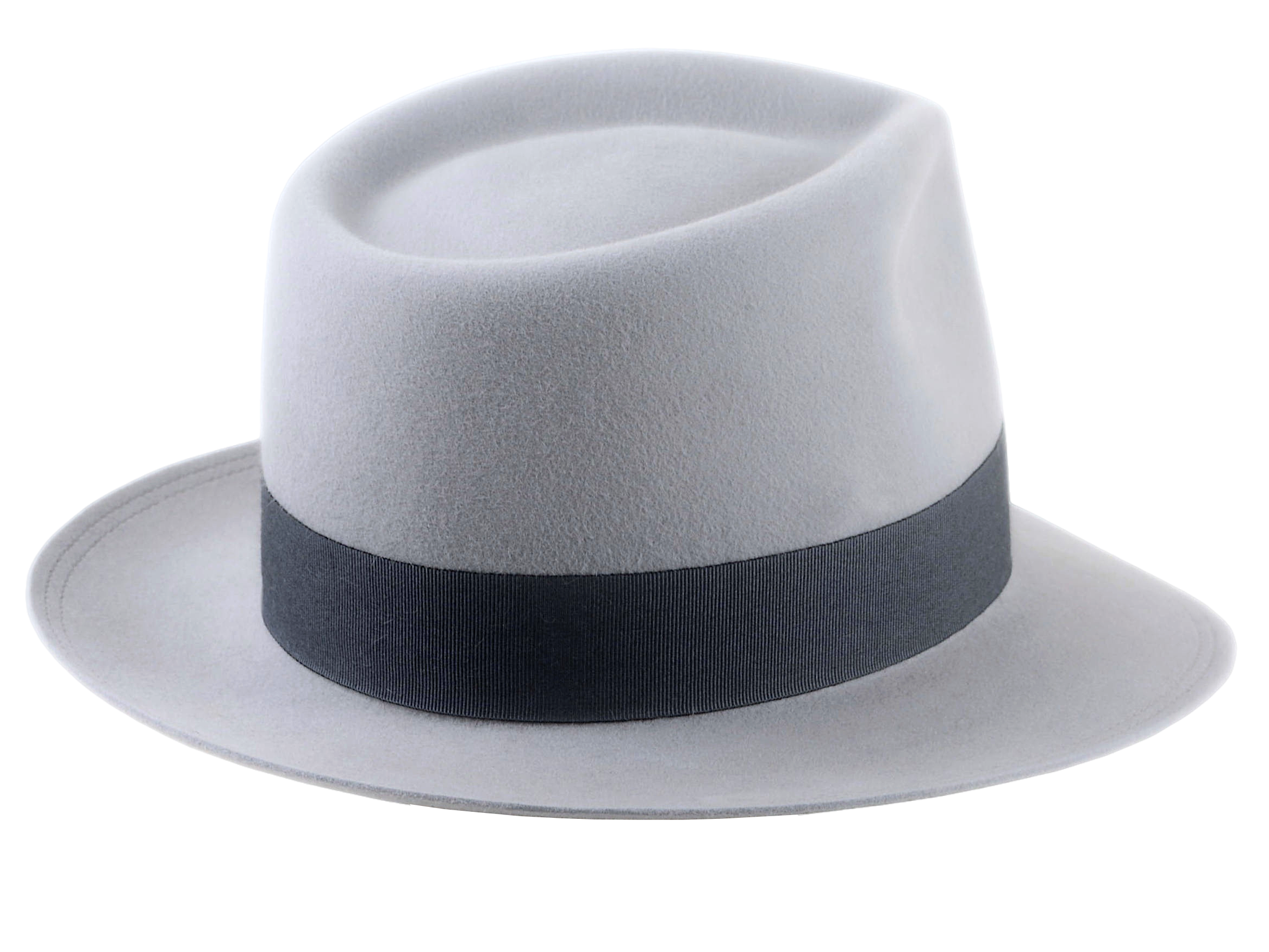 The HOWITZER | Agnoulita Custom Handmade Hats Agnoulita Hats 4 | Light Grey, Men's Fedora, Rabbit fur felt, Teardrop