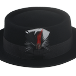 The Jazzist - Premium Wool Felt Porkpie Fedora For Men or Women with Feather in Black White and Red Color | Agnoulita Quality Custom Hats 2
