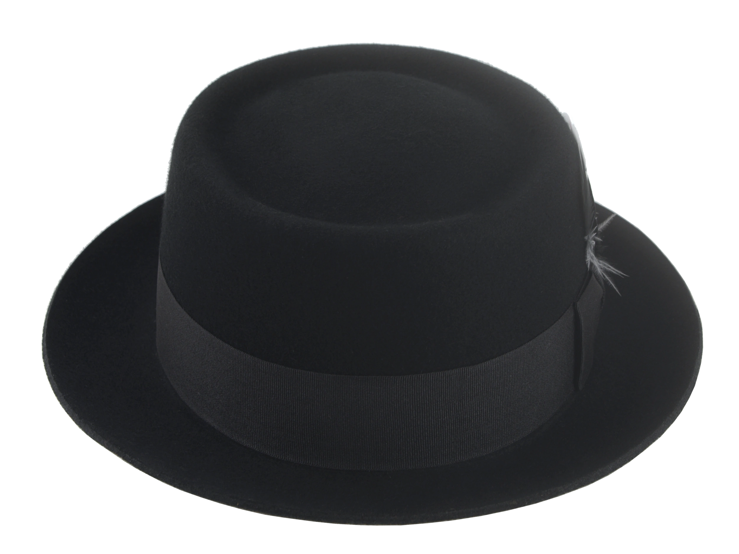 The Jazzist - Premium Wool Felt Porkpie Fedora For Men or Women with Feather in Black White and Red Color | Agnoulita Quality Custom Hats 6