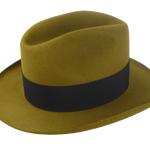 The Miller: Angled shot focusing on the hat's artisanal craftsmanship and mustard color, ideal for vintage fashion enthusiasts | Agnoulita Hats