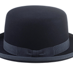 The ODDJOB | Agnoulita Custom Handmade Hats Agnoulita Hats 2 | Bowler Hat, Denim Blue, Rabbit fur felt, Round Crown