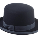 The ODDJOB | Agnoulita Custom Handmade Hats Agnoulita Hats 3 | Bowler Hat, Denim Blue, Rabbit fur felt, Round Crown