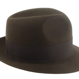 The Odyssey - Loden Green Premium Beaver Felt Narrow Brim Fedora Hat for Men with Poet Crown Design | Agnoulita Quality Custom Hats  5