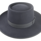 Full view of the Oppenheimer hat, emphasizing its wide-brim and unique silhouette | Agnoulita Hats