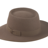 The Oppenheimer - Rabbit Fur Felt Wide Brim Porkpie Fedora For Men in Desert Taupe Brown Color | Agnoulita Quality Custom Hats 3