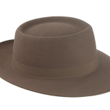 The Oppenheimer - Rabbit Fur Felt Wide Brim Porkpie Fedora For Men in Desert Taupe Brown Color | Agnoulita Quality Custom Hats 5