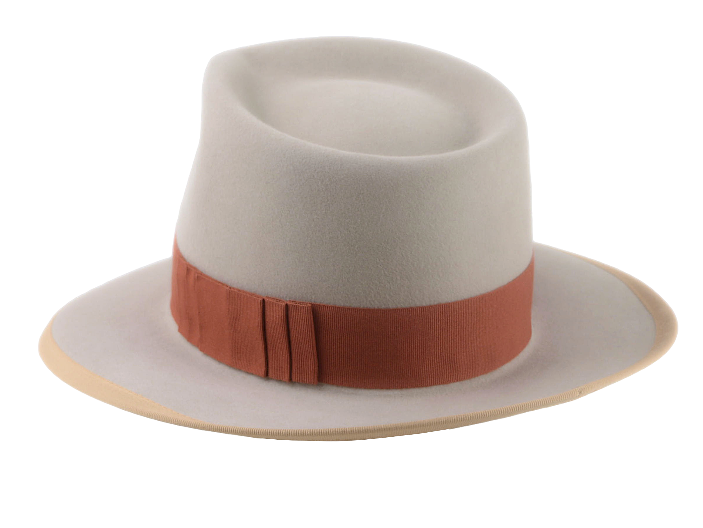 The PANDAMATOR | Agnoulita Custom Handmade Hats Agnoulita Hats 3 | Beige, Men's Fedora, Rabbit fur felt, Teardrop