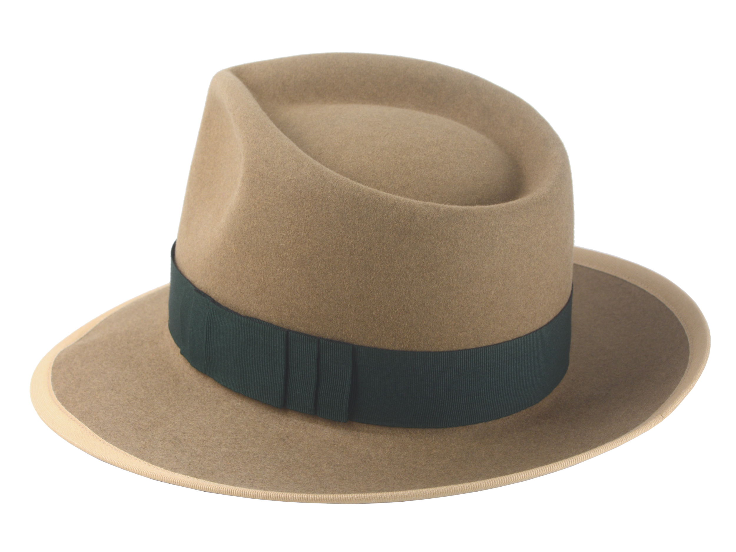 Vintage-style Fedora | The PANDAMATOR | Agnoulita Hats Agnoulita Hats 3 | Beaver fur felt, Camel, Custom Beaver Fedora, dusty camel, Teardrop