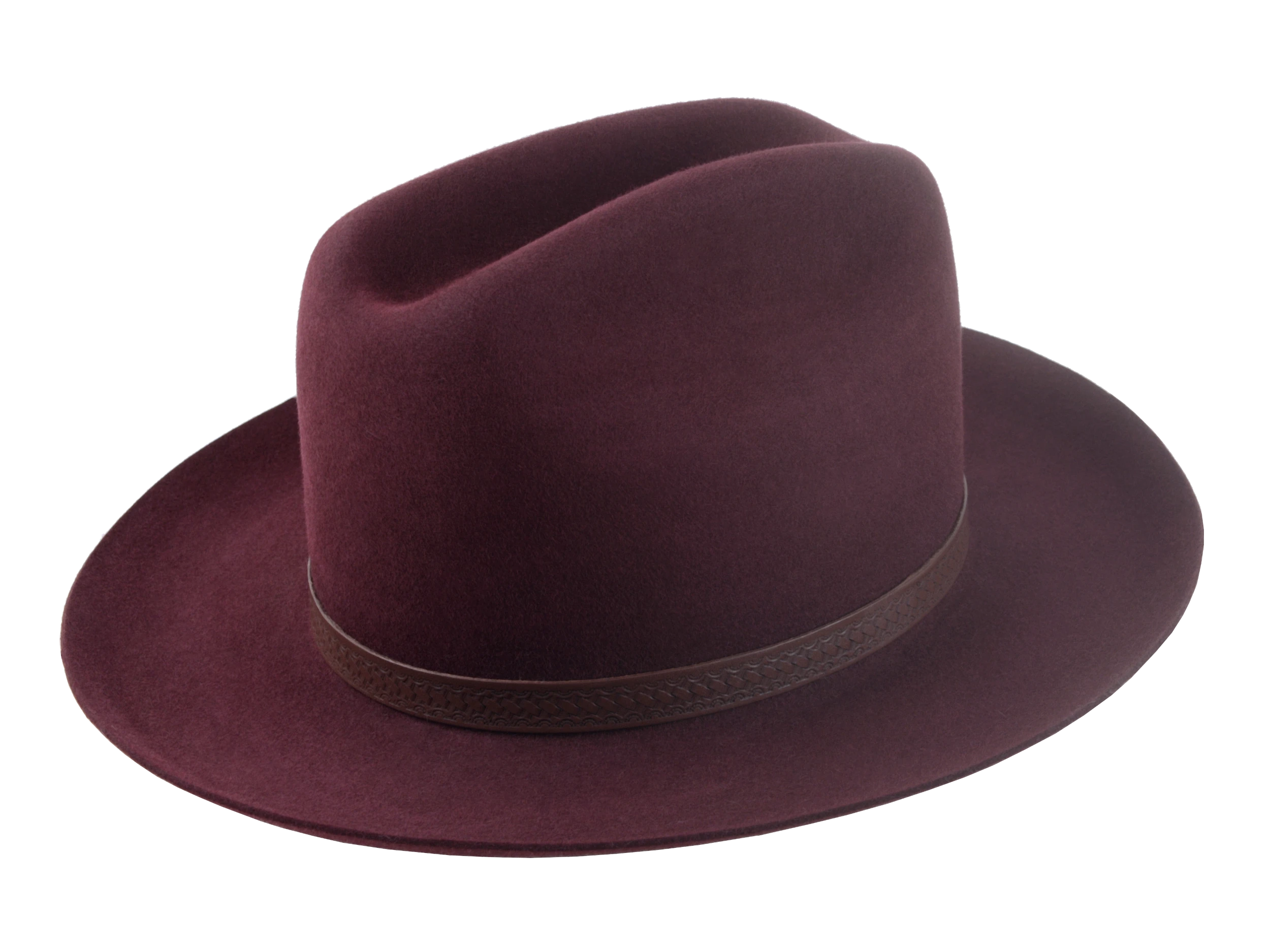 The Patriot: Angled perspective emphasizing the unique leather hat belt, adding a touch of sophistication | Agnoulita Hats