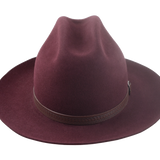 The Patriot: Frontal view capturing the hat's distinguished burgundy color and the elegance of its design | Agnoulita Hats