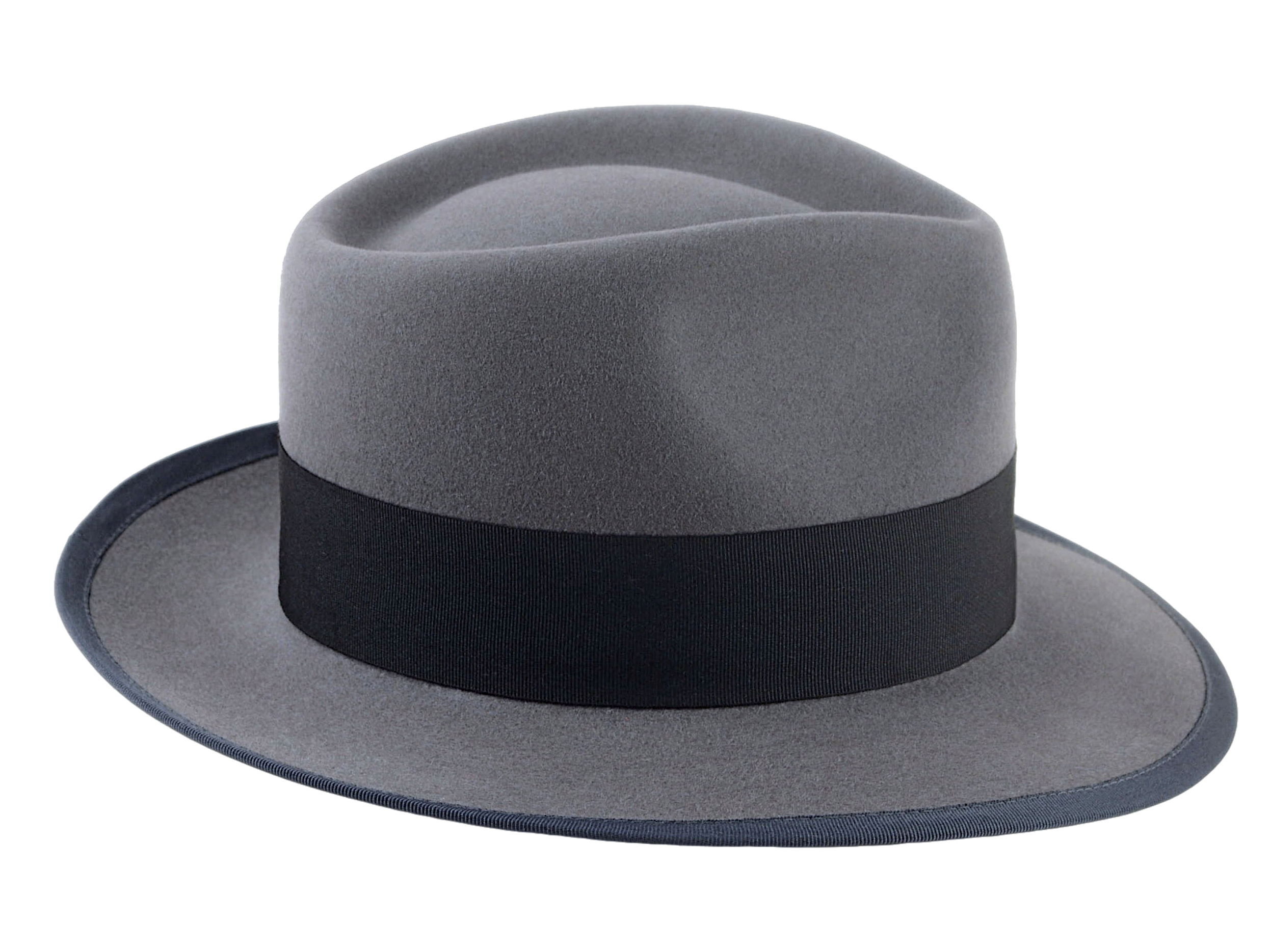The PATRON | Agnoulita Custom Handmade Hats Agnoulita Hats 5 | Beaver fur felt, Custom Beaver Fedora, Pewter Grey, Teardrop