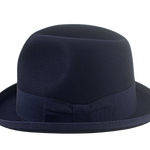 The PHAETON | Agnoulita Custom Handmade Hats Agnoulita Hats 2 | Center-dent, Denim Blue, Homburg Fedora, Rabbit fur felt