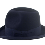 The PHAETON | Agnoulita Custom Handmade Hats Agnoulita Hats 2 | Center-dent, Denim Blue, Homburg Fedora, Rabbit fur felt
