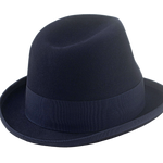 The PHAETON | Agnoulita Custom Handmade Hats Agnoulita Hats 4 | Center-dent, Denim Blue, Homburg Fedora, Rabbit fur felt