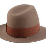 Right angle view of the Pharaoh explorer fedora showcasing its elegant 5 1/2" crown height