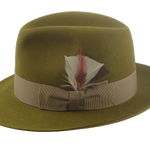 The PHOENIX | Agnoulita Custom Handmade Hats Agnoulita Hats 2 | Center-dent, Green, Olive Green, Rabbit fur felt, Unisex Fedora