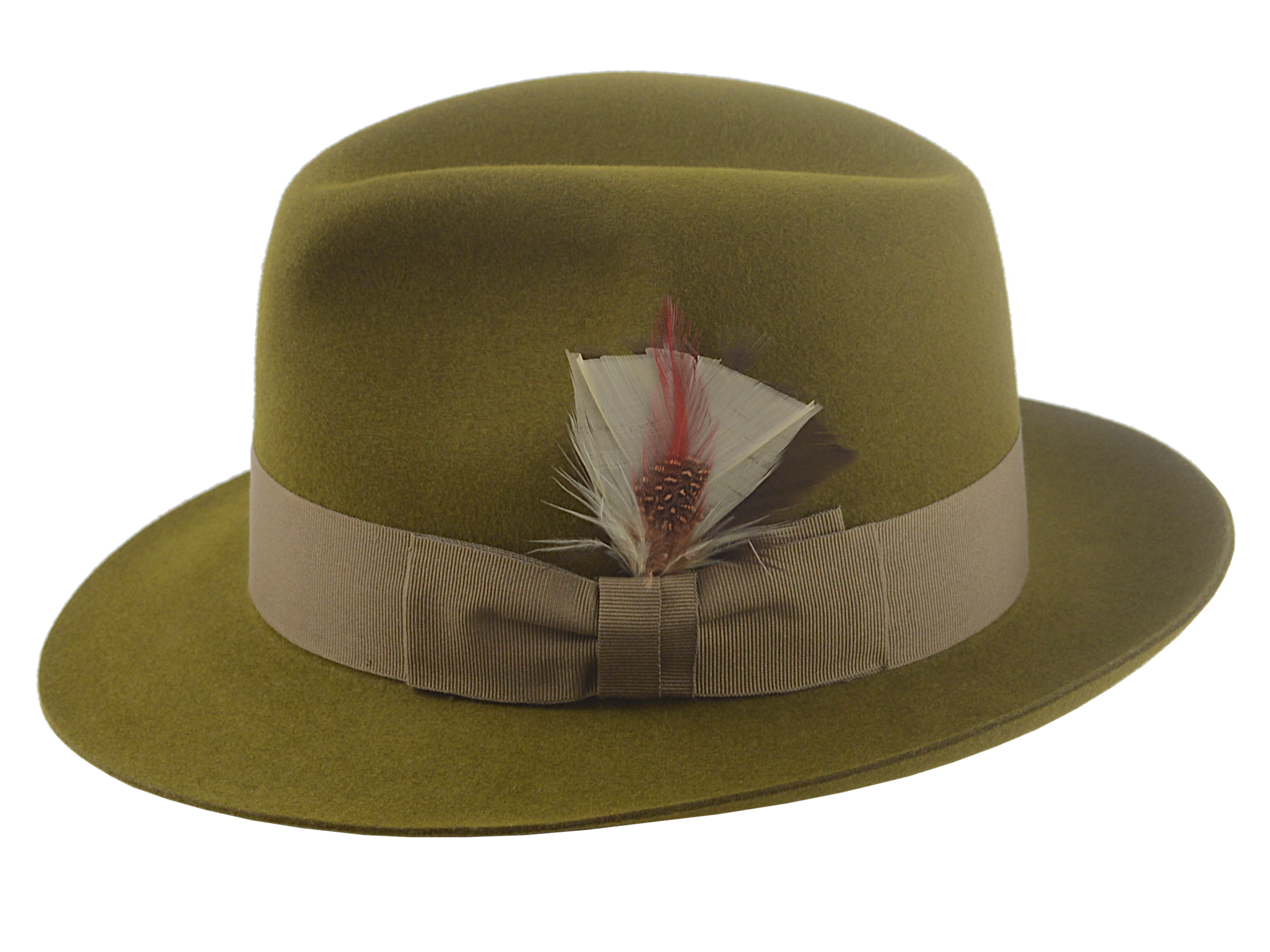 The PHOENIX | Agnoulita Custom Handmade Hats Agnoulita Hats 2 | Center-dent, Green, Olive Green, Rabbit fur felt, Unisex Fedora