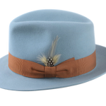 The PHOENIX | Agnoulita Custom Handmade Hats Agnoulita Hats 2 | Center-dent, Rabbit fur felt, Sky Blue, Unisex Fedora