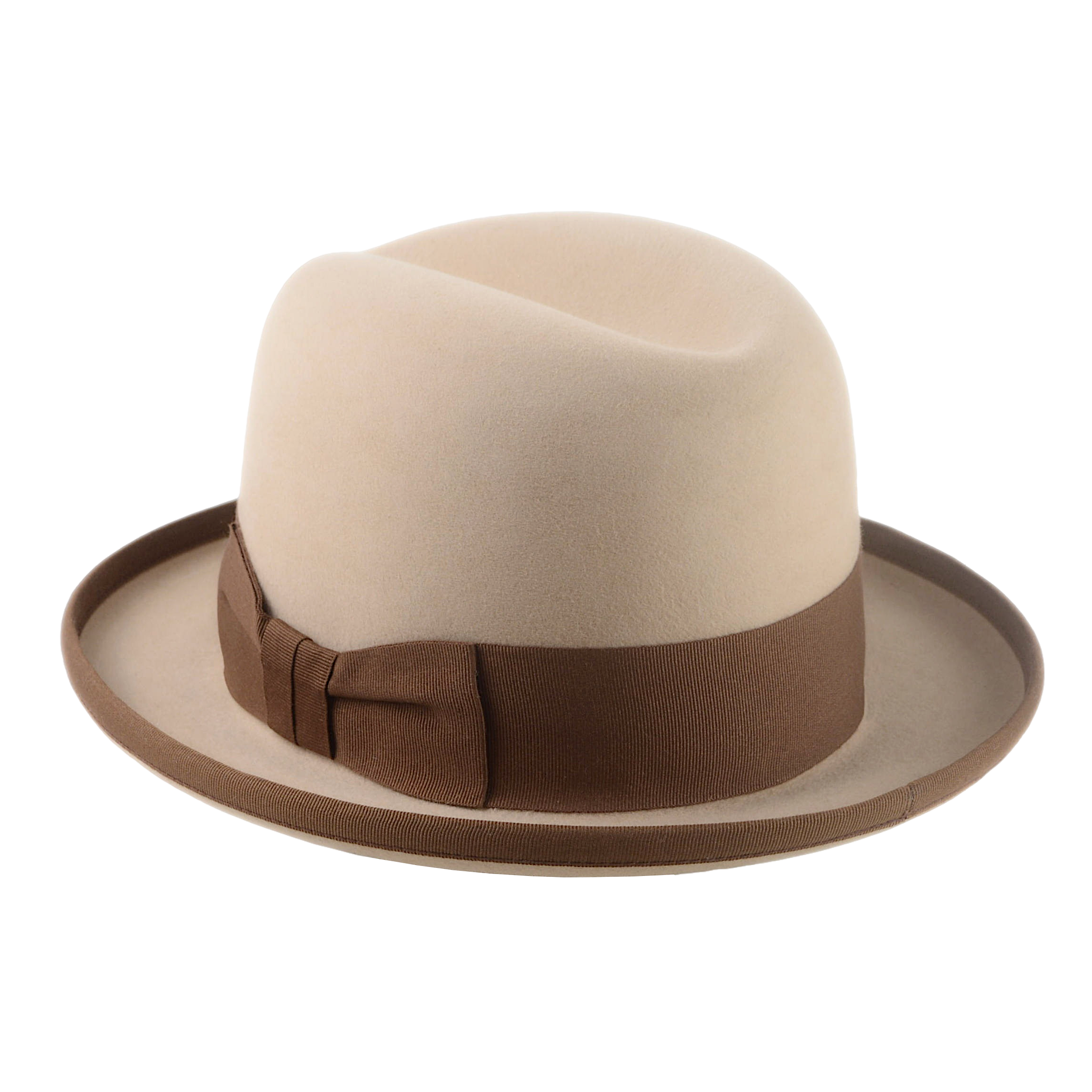 The PIGALLE | Agnoulita Custom Handmade Hats Agnoulita Hats 3 | Camel, Homburg Fedora, Rabbit fur felt, Single-crease