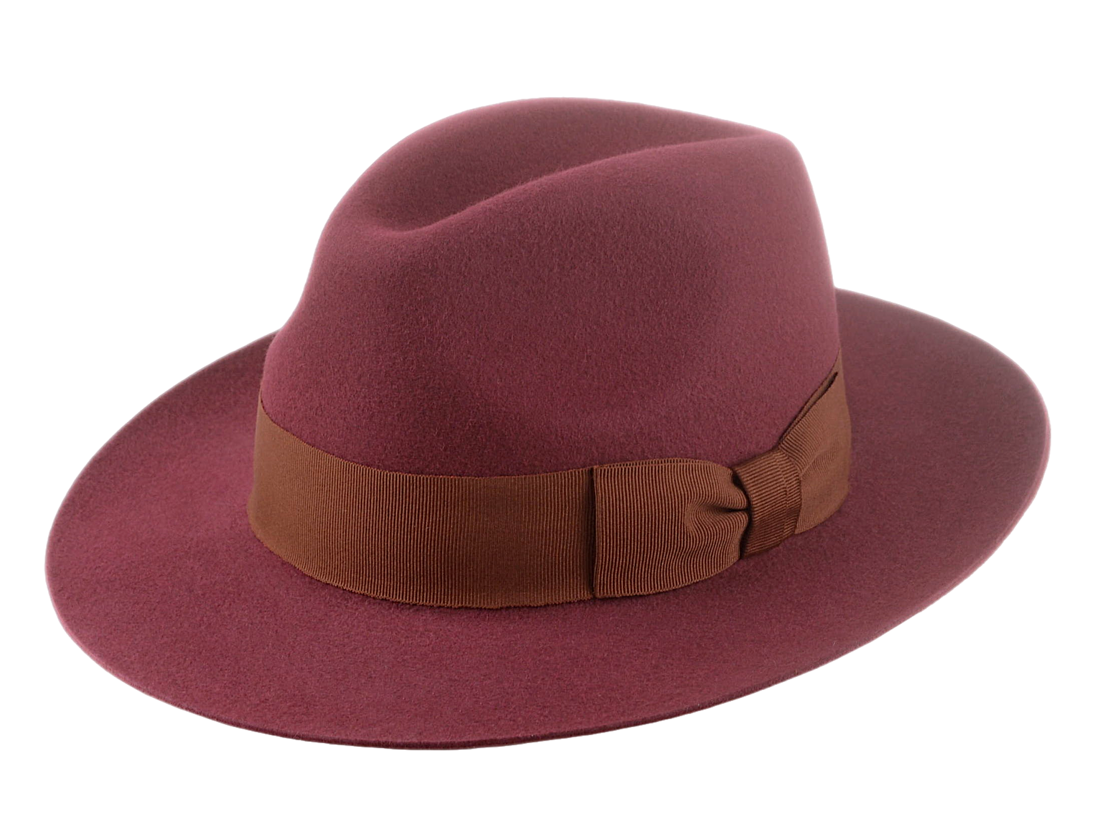 The PINNACLE | Agnoulita Custom Handmade Hats Agnoulita Hats 1 | Center-dent, Rabbit fur felt, Wide Brim Fedora, Wine Red