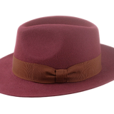 The PINNACLE | Agnoulita Custom Handmade Hats Agnoulita Hats 2 | Center-dent, Rabbit fur felt, Wide Brim Fedora, Wine Red