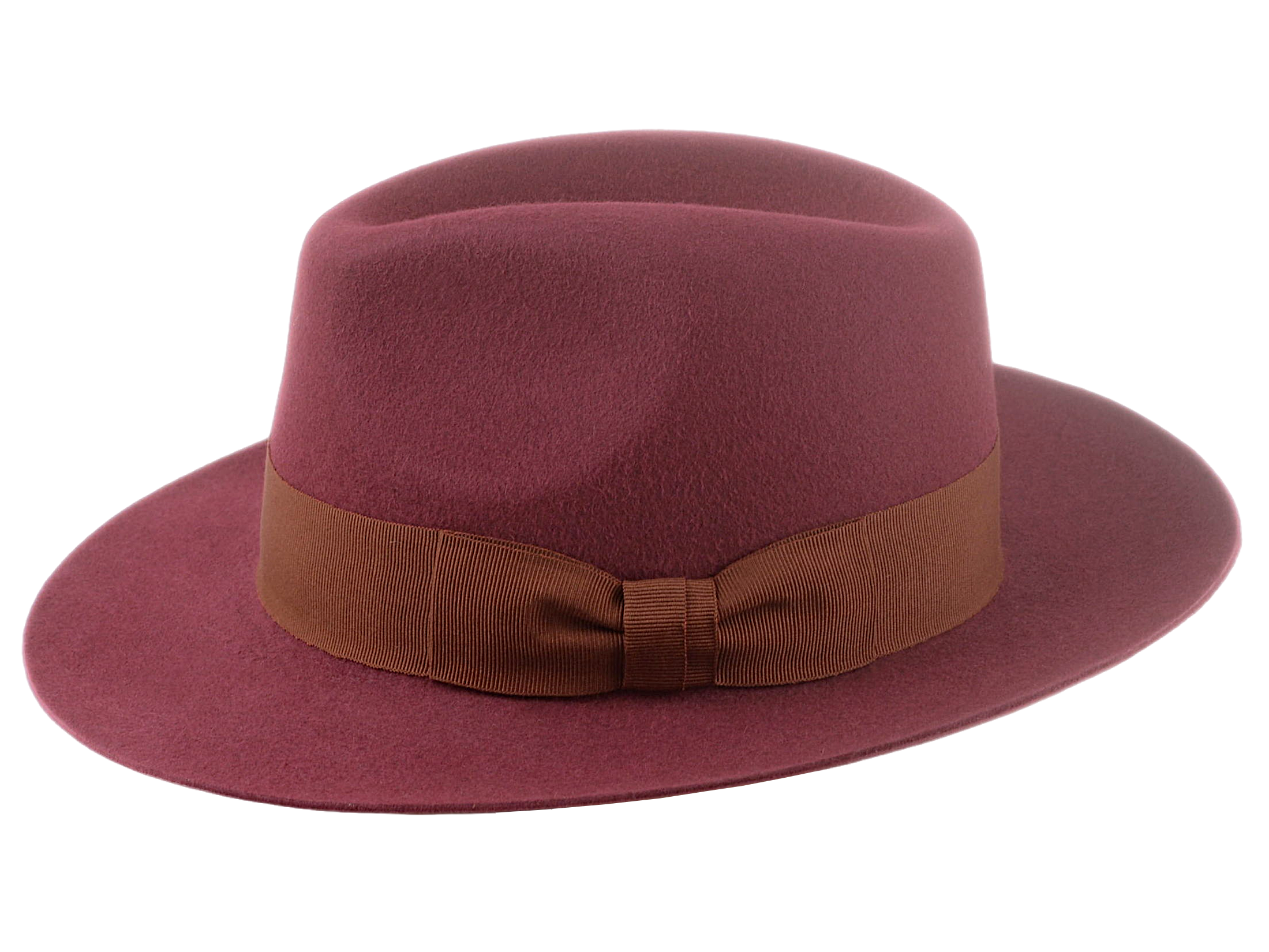 The PINNACLE | Agnoulita Custom Handmade Hats Agnoulita Hats 2 | Center-dent, Rabbit fur felt, Wide Brim Fedora, Wine Red