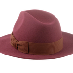 The PINNACLE | Agnoulita Custom Handmade Hats Agnoulita Hats 3 | Center-dent, Rabbit fur felt, Wide Brim Fedora, Wine Red