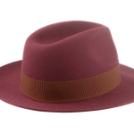 The PINNACLE | Agnoulita Custom Handmade Hats Agnoulita Hats 4 | Center-dent, Rabbit fur felt, Wide Brim Fedora, Wine Red