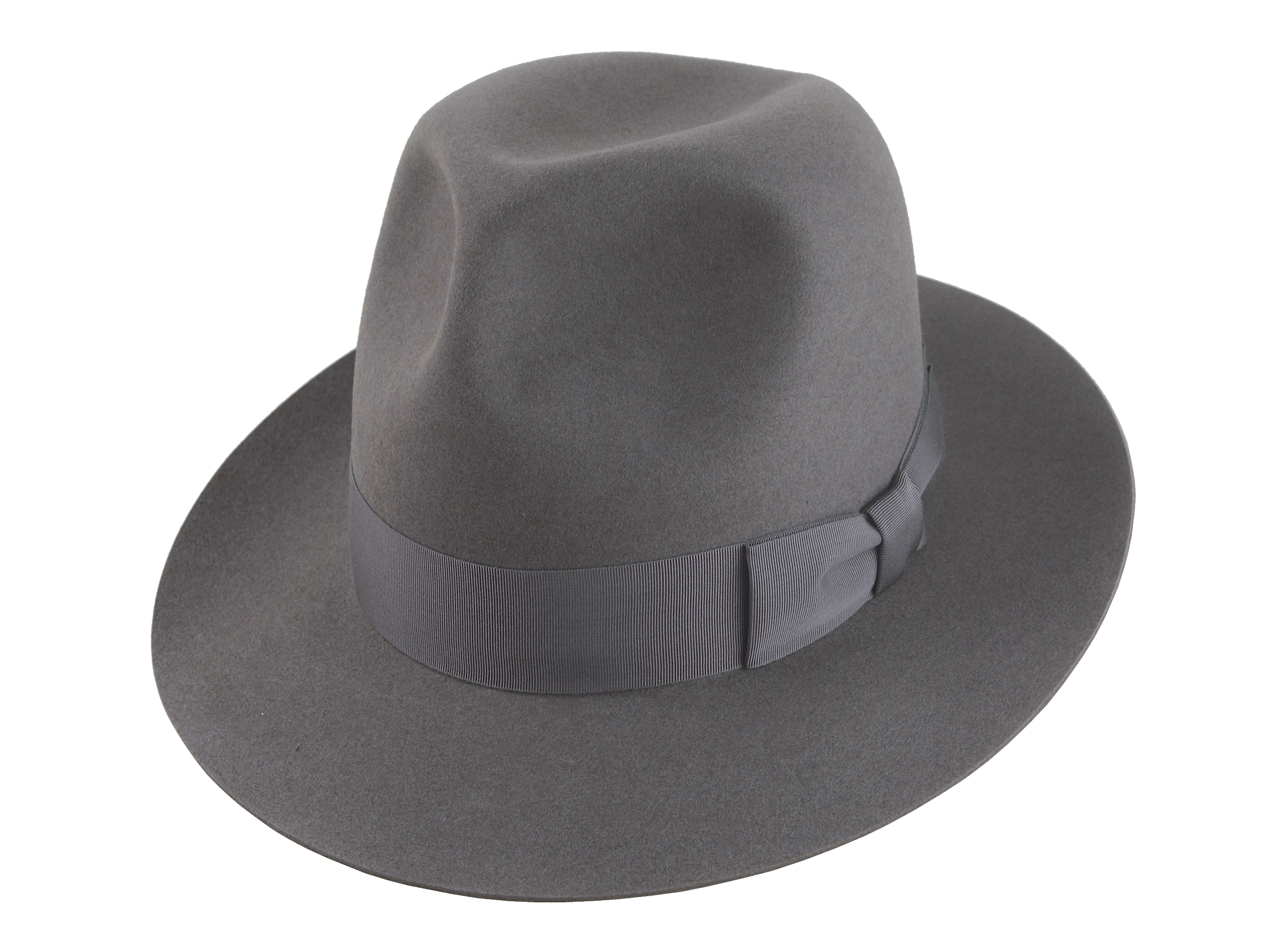The Pulsar: Custom beaver fedora in pewter grey with grosgrain ribbon | Agnoulita Hats