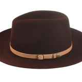 The Rebel - Rabbit Fur Felt Wide Brim Fedora For Men or Women with Embossed Leather Hat Belt in Oxblood Burgundy Color | Agnoulita Quality Custom Hats 2