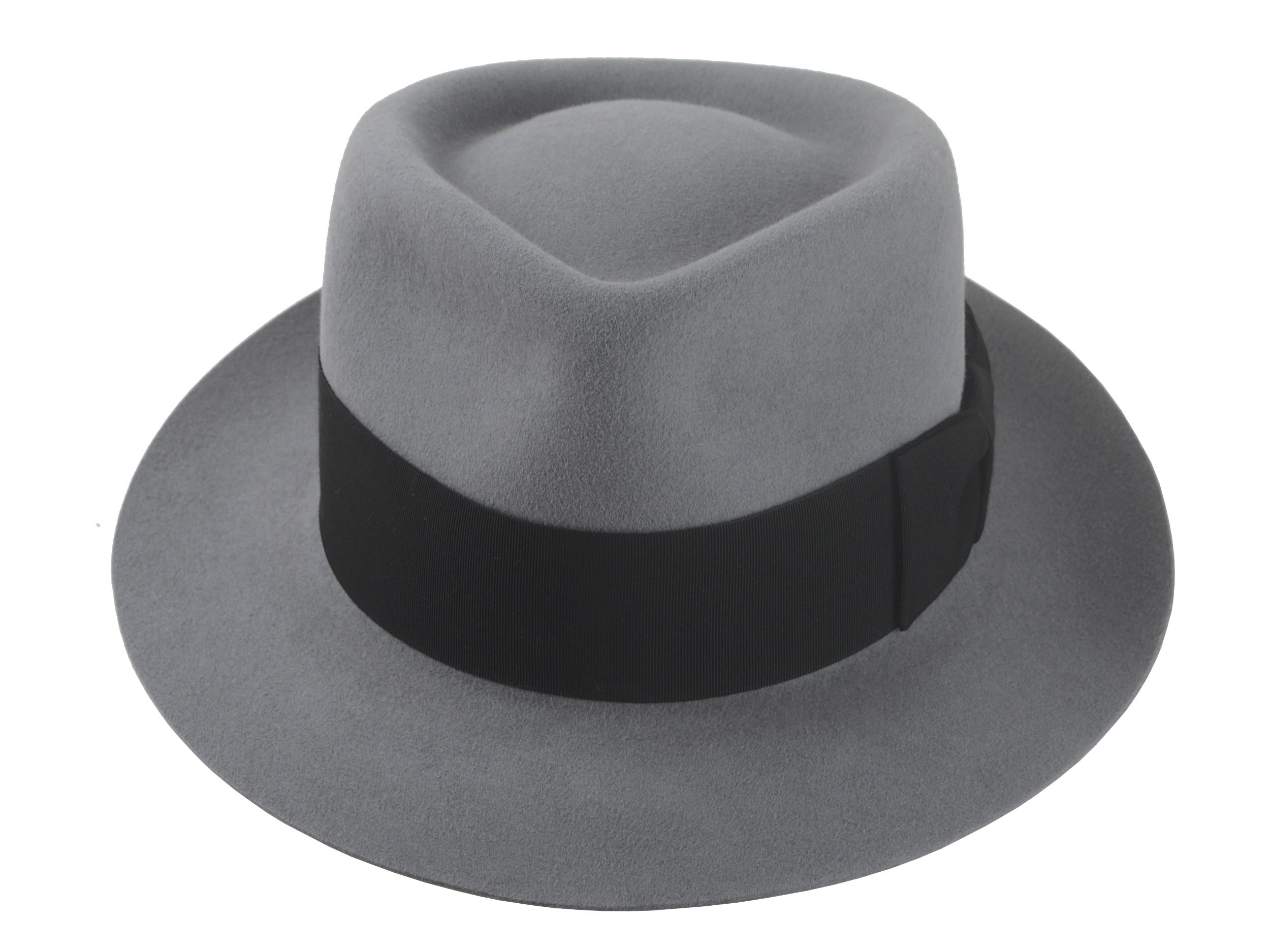The Rick's Reserve Fedora - Detail shot emphasizing the craftsmanship on the pinch front crown | Agnoulita Hats
