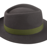 The Rook: Side angle showing the raw-edge fedora snap brim detail | Agnoulita Hats