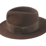 The Savoy: Focus on the elegant 2" grosgrain ribbon hatband in hickory | Agnoulita Hats
